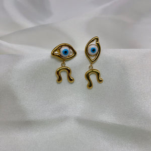 Aretes asimétricos ojo turco