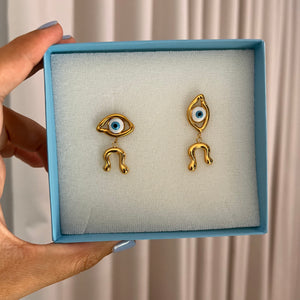 Aretes asimétricos ojo turco