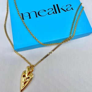 Double chain golden heart