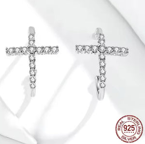Shinning cross earrings