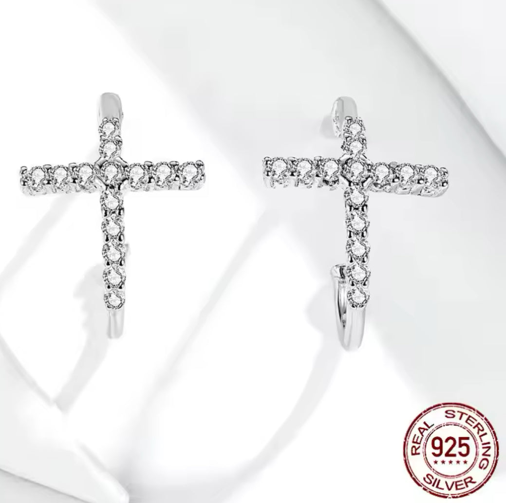 Shinning cross earrings
