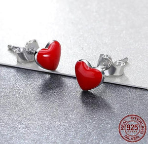 Aretes corazón rojo