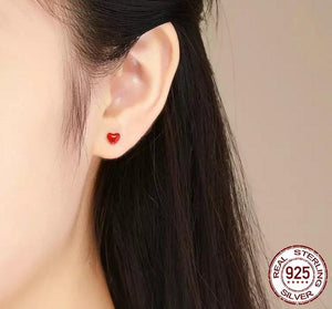 Aretes corazón rojo