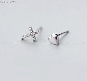 Aretes  cruz y corazón