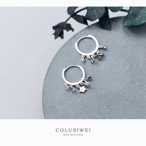 Mini hoop silver dangling stars