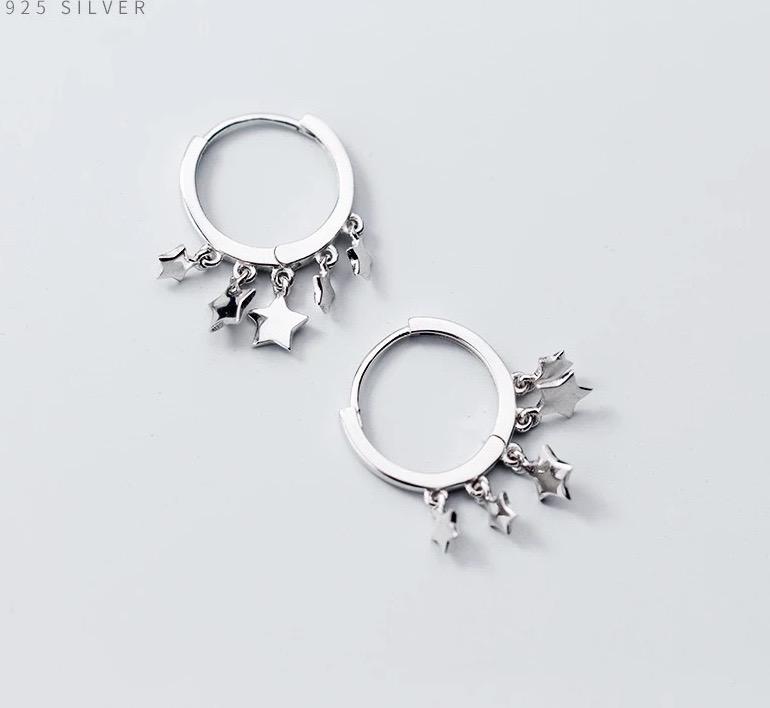 Mini hoop silver dangling stars