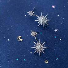 Cargar imagen en el visor de la galería, Doble estrella con zirconias plateada
