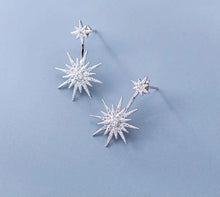 Cargar imagen en el visor de la galería, Doble estrella con zirconias plateada
