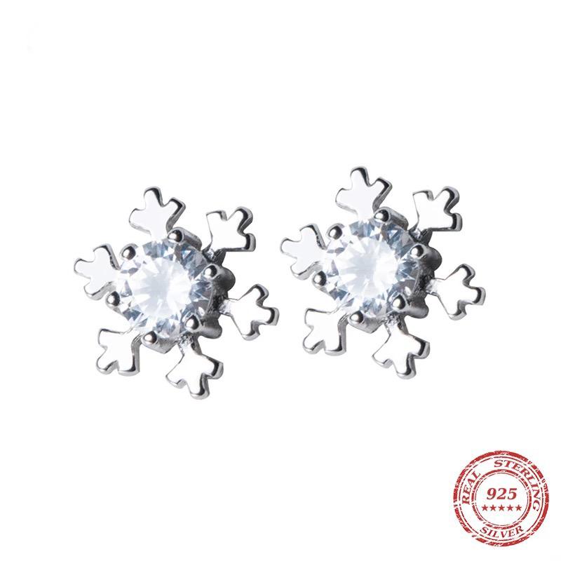 Aretes copo de nieve con zirconia