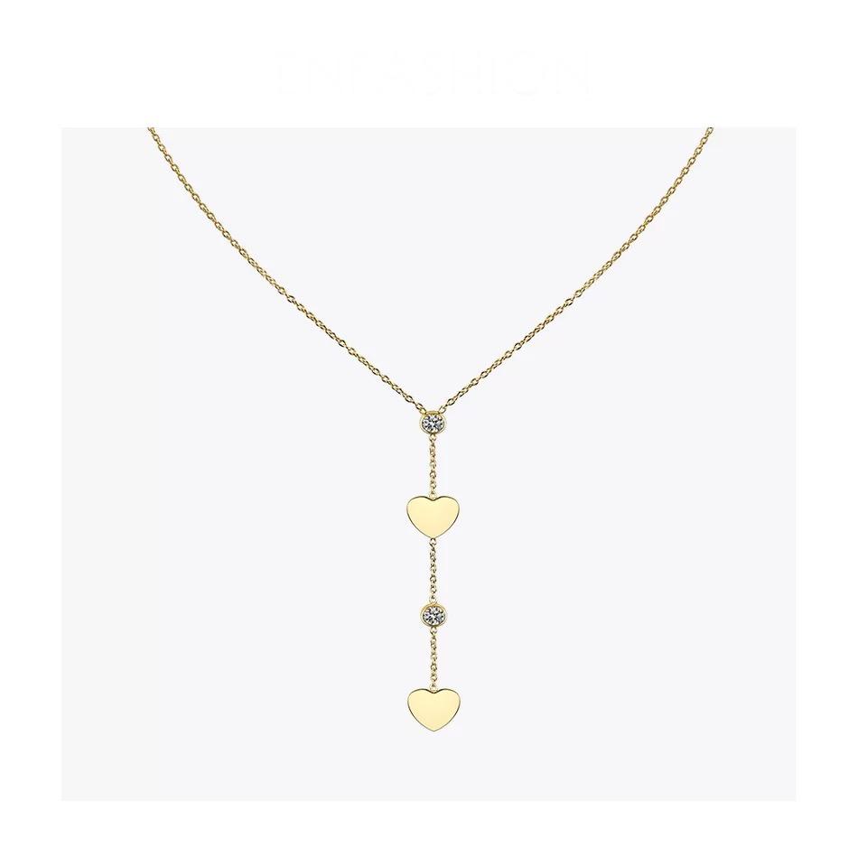 Double heart golden necklace