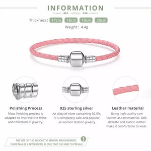 Brazalete de cuero rosa