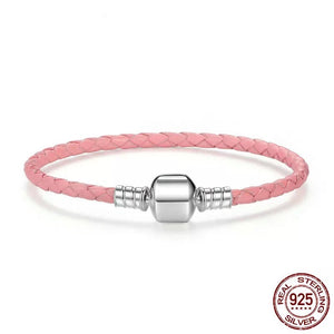 Brazalete de cuero rosa