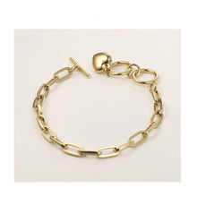 Cargar imagen en el visor de la galería, Pulsera oro de cadena con corazón
