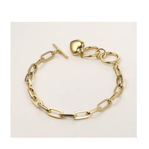 Pulsera oro de cadena con corazón