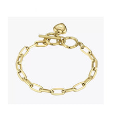 Cargar imagen en el visor de la galería, Pulsera oro de cadena con corazón
