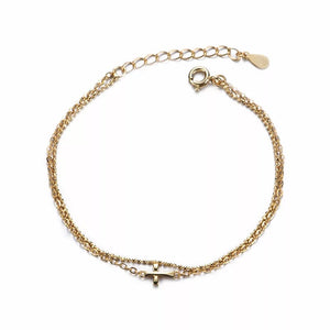 Pulsera oro doble con cruz mini