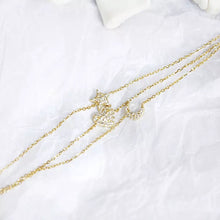Cargar imagen en el visor de la galería, Pulsera dorada triple corazón, luna y estrella
