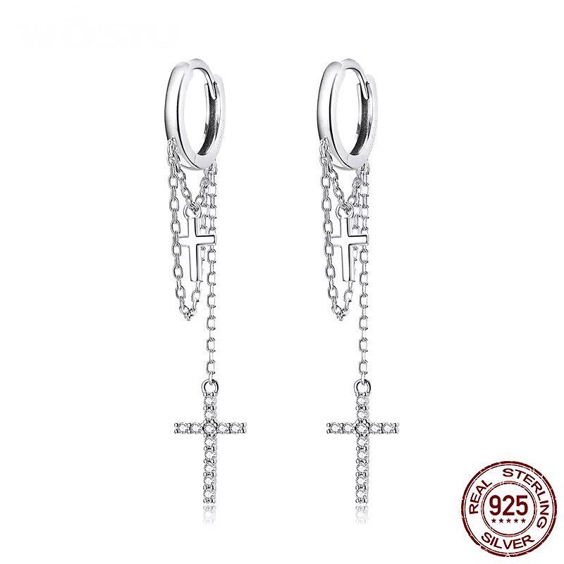 Shinning cross earrings